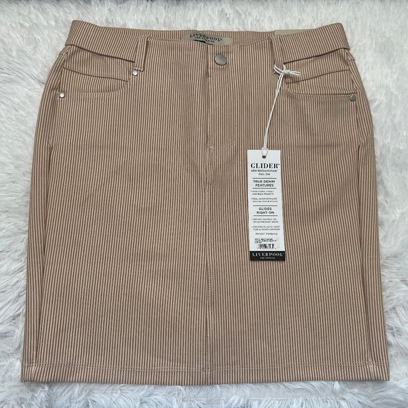 Liverpool Glider Striped Pull On Skirt - Picture 1 of 4